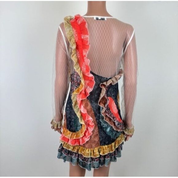 NWOT La Pateau Long Sleeve Ruffle and Lace Dress Size Small Multi Color - Picture 3 of 12